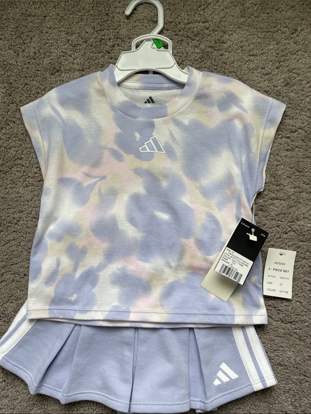 adidas Girls' Pastel Tie-Dye Tee & Skort Set - Lavender, Cream, Pink